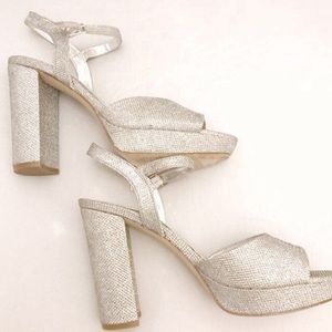 Madden Girl Silver Glitter Chunk Strap Hee…